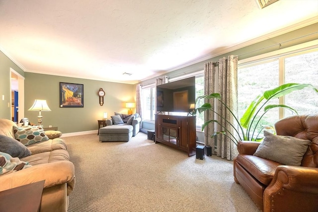 5 Deerfield Rd, Medway, MA 02053 - carpeted living area featuring crown molding and baseboards