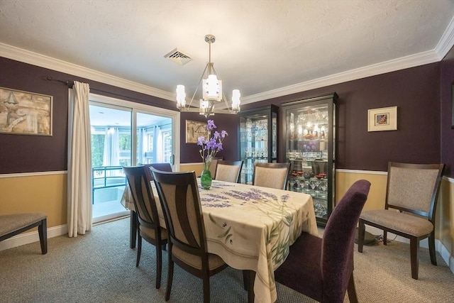5 Deerfield Rd, Medway, MA 02053 - carpeted dining area featuring a chandelier, baseboards, and crown molding