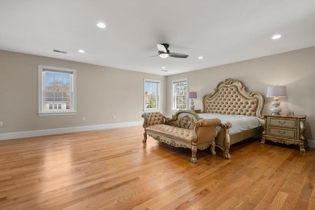 50 Sterling Rd, Needham, MA 02492 - bedroom featuring multiple windows, baseboards, light wood finished floors, and recessed lighting