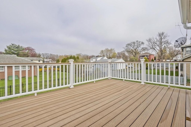 deck with a residential view