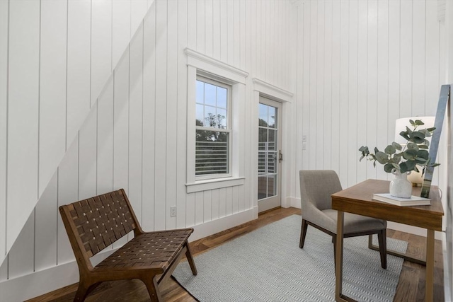 home office featuring wood finished floors