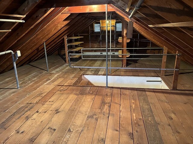 view of unfinished attic