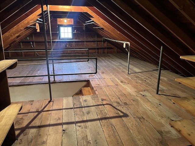 view of unfinished attic