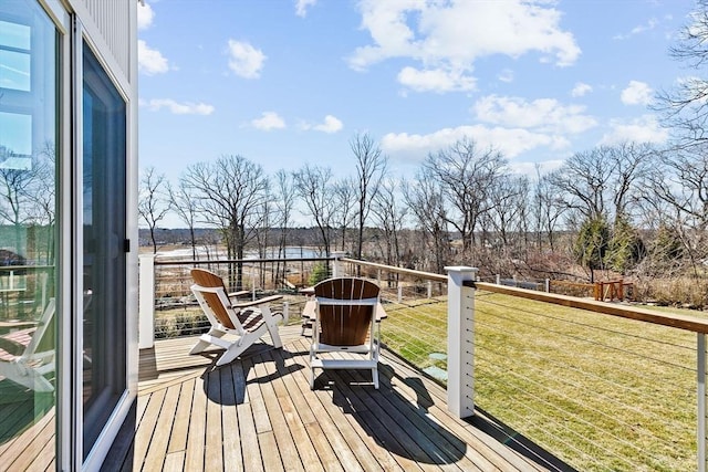 wooden deck with a yard