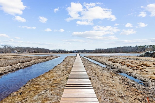 view of dock featuring a water view