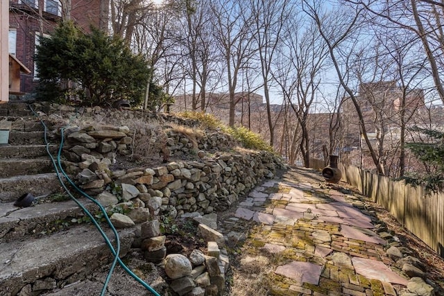 view of yard with fence