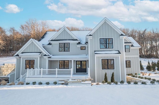 modern inspired farmhouse featuring a porch