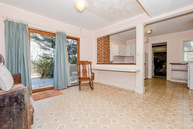 living area with baseboards