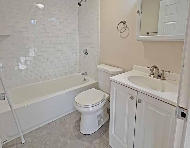 bathroom with shower / bathing tub combination, vanity, and toilet