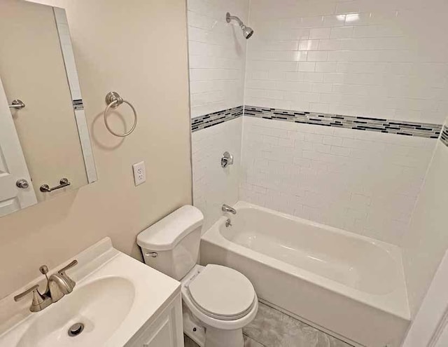 full bath featuring shower / bath combination, vanity, and toilet