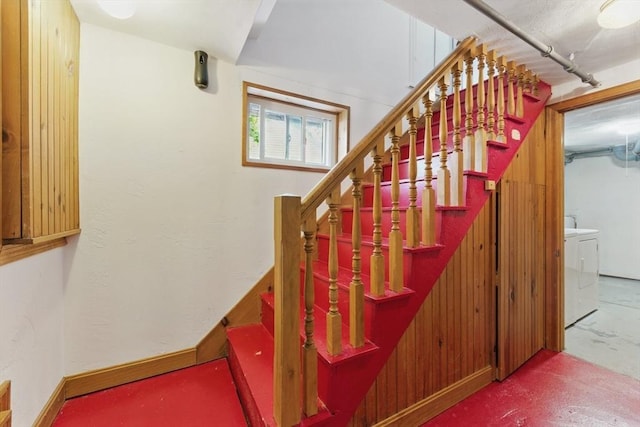 90 Woodland Rd, Malden, MA 02148 - stairway with independent washer and dryer