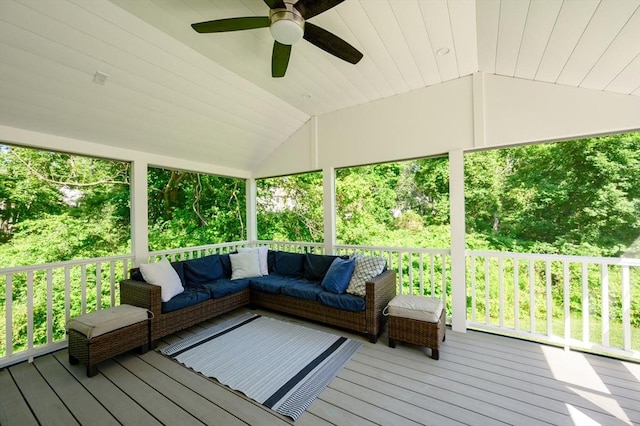 11 Williamsburg Ln, Scituate, MA 02066 - wooden deck with a ceiling fan and outdoor lounge area