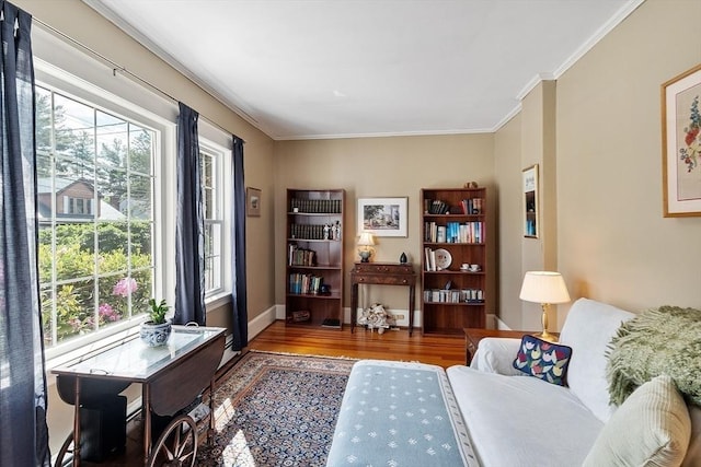 4 Pleasant View St, Methuen, MA 01844 - living room featuring wood finished floors, crown molding, and baseboards