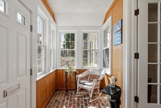 4 Pleasant View St, Methuen, MA 01844 - sunroom featuring brick flooring, healthy amount of natural light, and wooden walls