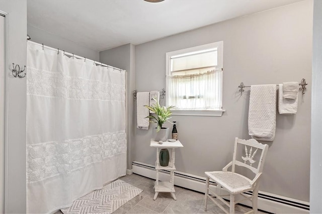 4 Pleasant View St, Methuen, MA 01844 - full bath featuring a baseboard heating unit and curtained shower