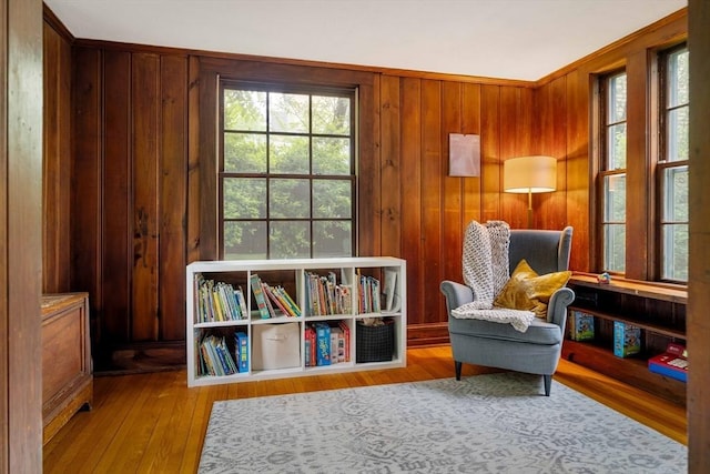 96 Nonantum St, Newton, MA 02458 - sitting room featuring wood-type flooring and wooden walls