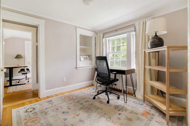 96 Nonantum St, Newton, MA 02458 - office area with baseboards, wood finished floors, and crown molding