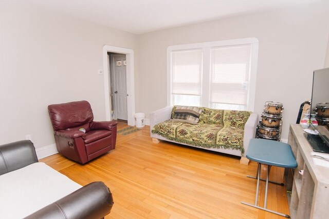 living area featuring light wood-type flooring