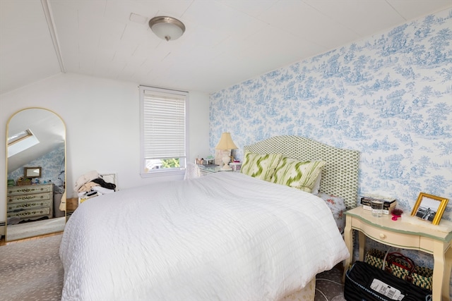 bedroom with vaulted ceiling