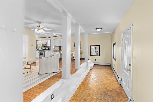 hallway with a baseboard radiator