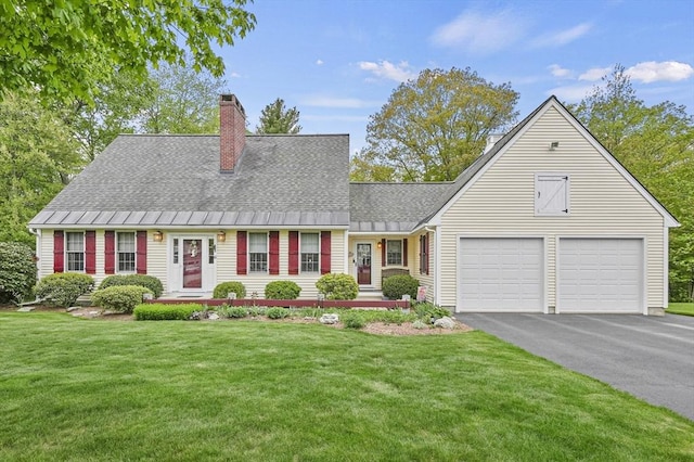 61 Nicolle Ter, Gardner, MA 01440 - new england style home with a chimney, a front lawn, driveway, and a shingled roof