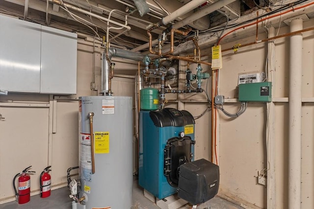 utilities with a heating unit and gas water heater
