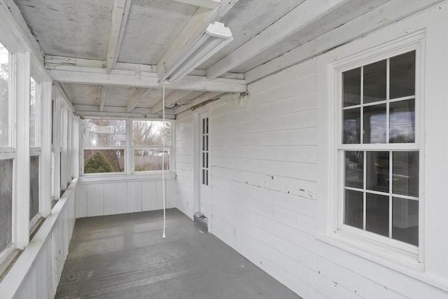 view of unfurnished sunroom