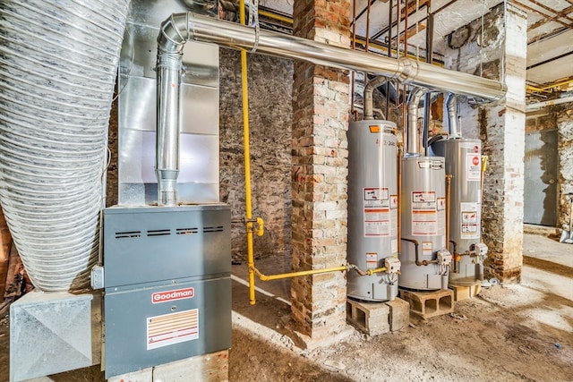 utility room with water heater