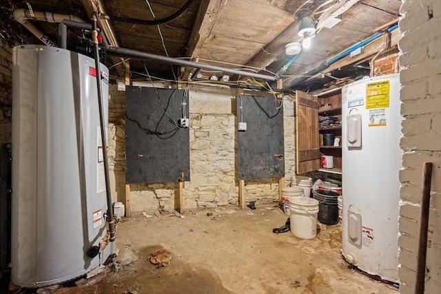 48-50 Portland St, Haverhill, MA 01830 - unfinished below grade area featuring water heater and electric water heater