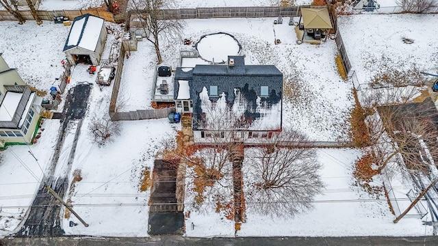 view of snowy aerial view