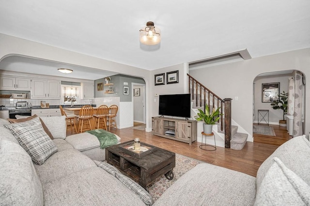 living room featuring wood-type flooring