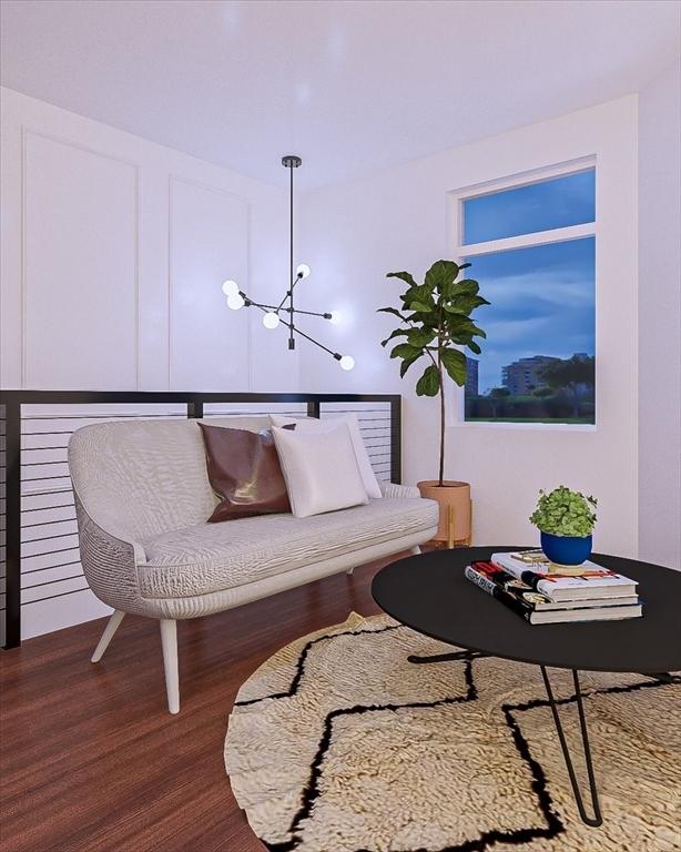 29 Woodford St Unit 2, Boston, MA 02125 - living room featuring a chandelier and wood finished floors