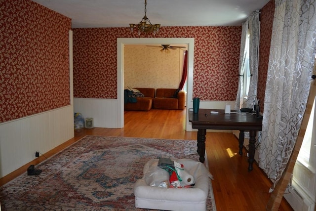 19 Noble Ave, Westfield, MA 01085 - corridor featuring wallpapered walls, a wainscoted wall, wood finished floors, and healthy amount of natural light
