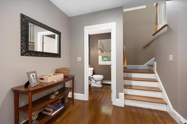12 Whitcomb Ln, Hingham, MA 02043 - stairs featuring wood finished floors and a baseboard radiator