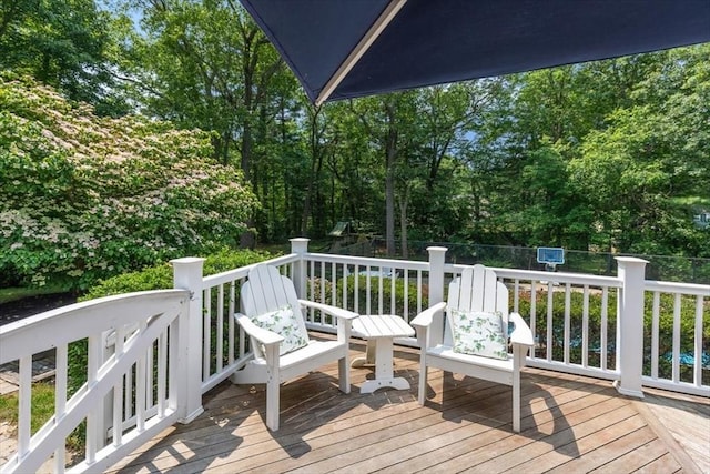 12 Whitcomb Ln, Hingham, MA 02043 - wooden deck with view of wooded area