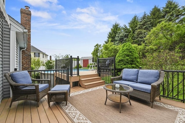 18 Jackson Ave, Rutland, MA 01543 - wooden deck with an outdoor hangout area and an outdoor pool
