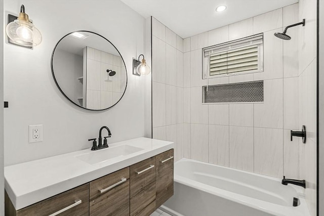 50 Cottage St Unit 1, Chelsea, MA 02150 - bathroom featuring vanity, tub / shower combination, and recessed lighting