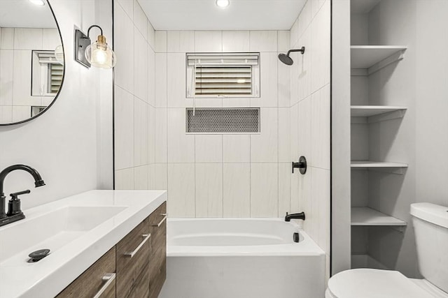 50 Cottage St Unit 1, Chelsea, MA 02150 - bathroom featuring toilet, shower / washtub combination, vanity, and recessed lighting