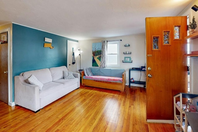 living area with light wood-type flooring