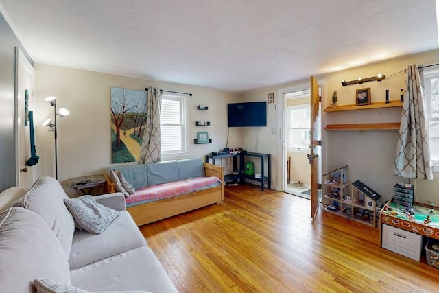 living area with light wood-style flooring