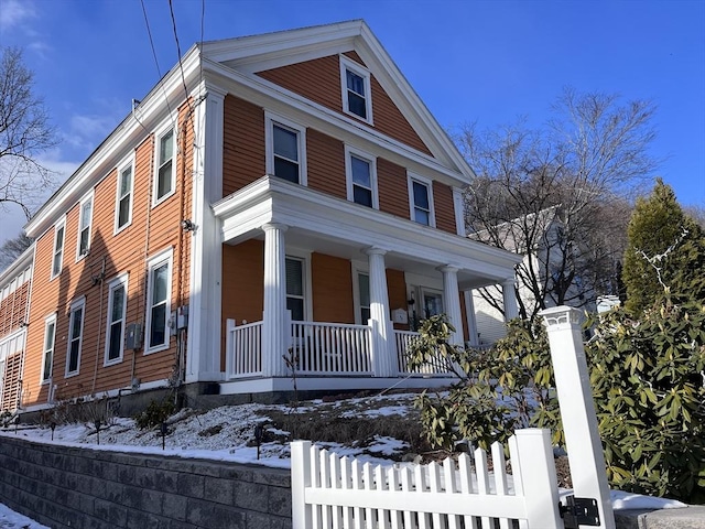 neoclassical home with covered porch