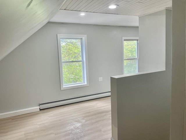 43 Aubin St Unit 1, Amesbury, MA 01913 - bonus room with baseboard heating, healthy amount of natural light, wood finished floors, recessed lighting, and lofted ceiling