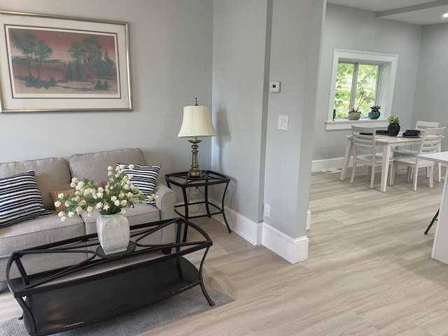 43 Aubin St Unit 1, Amesbury, MA 01913 - living room featuring baseboards and light wood-style flooring