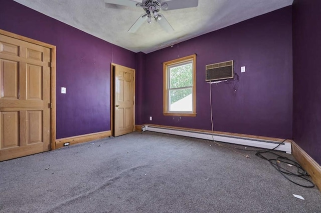 15 Hamilton St, Boston, MA 02136 - unfurnished bedroom featuring a baseboard radiator, carpet flooring, a wall unit AC, and ceiling fan