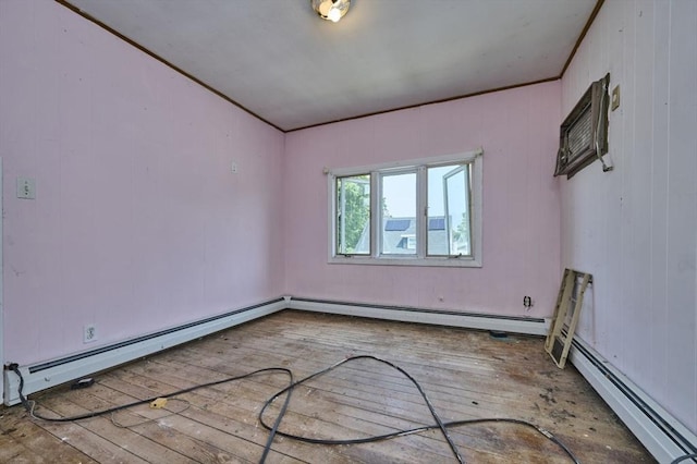 15 Hamilton St, Boston, MA 02136 - empty room with hardwood / wood-style floors, a baseboard radiator, and crown molding