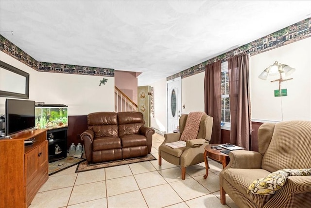 view of tiled living room