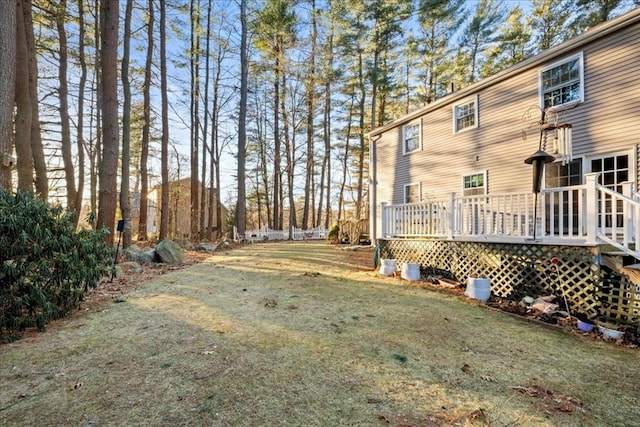 view of yard with a deck