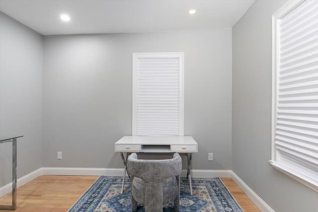 755 Boylston St Unit 1, Brookline, MA 02467 - home office featuring light wood-style flooring, baseboards, and recessed lighting