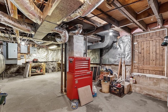 98 Mechanic St, Orange, MA 01364 - unfinished basement featuring electric panel