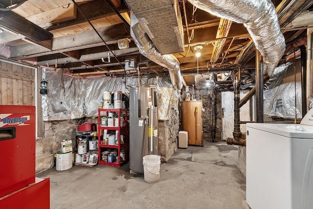 98 Mechanic St, Orange, MA 01364 - unfinished below grade area featuring washer / clothes dryer and water heater